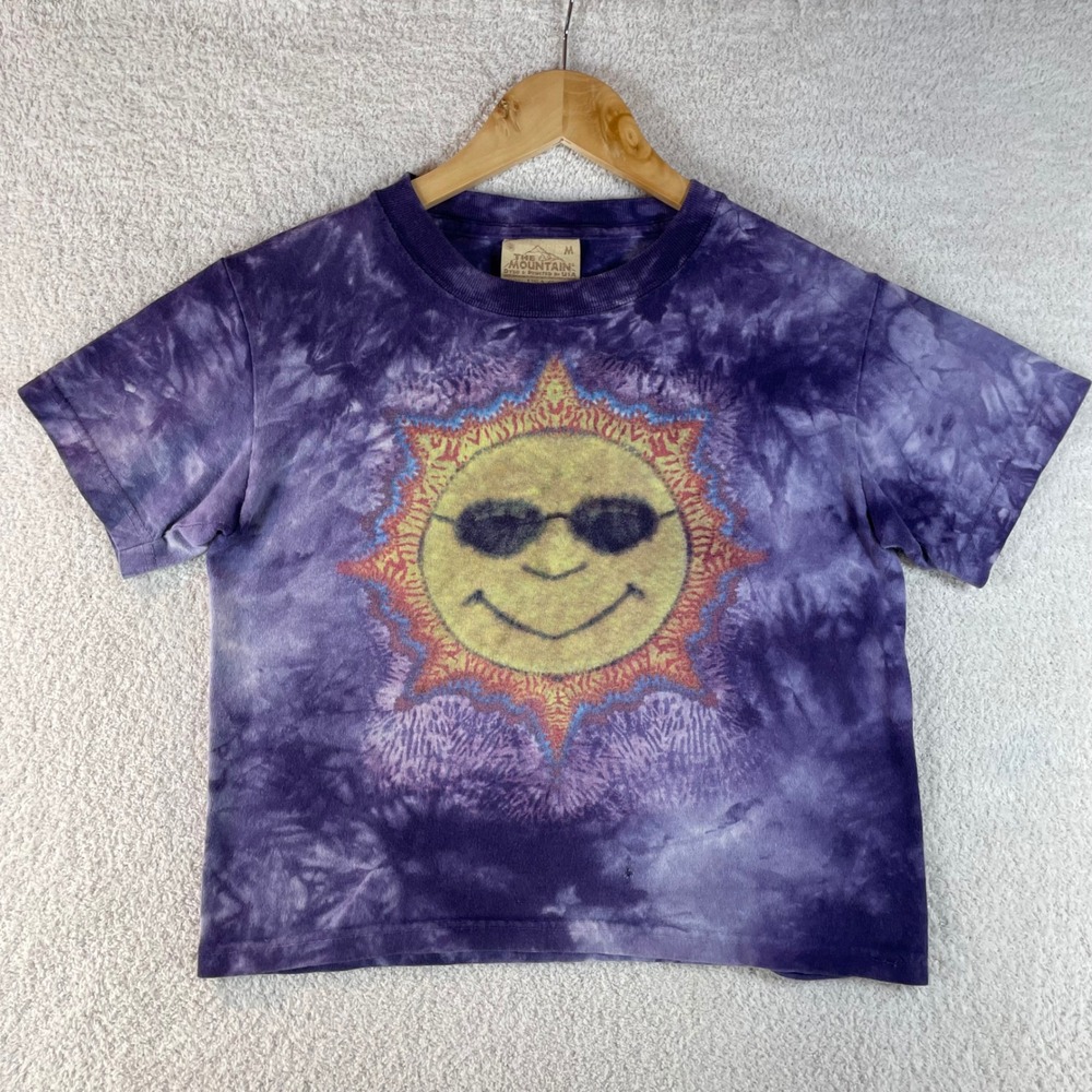 vintage 1990s the mountain tie dye happy sun sunglasses tee kids M thick tag Y2K